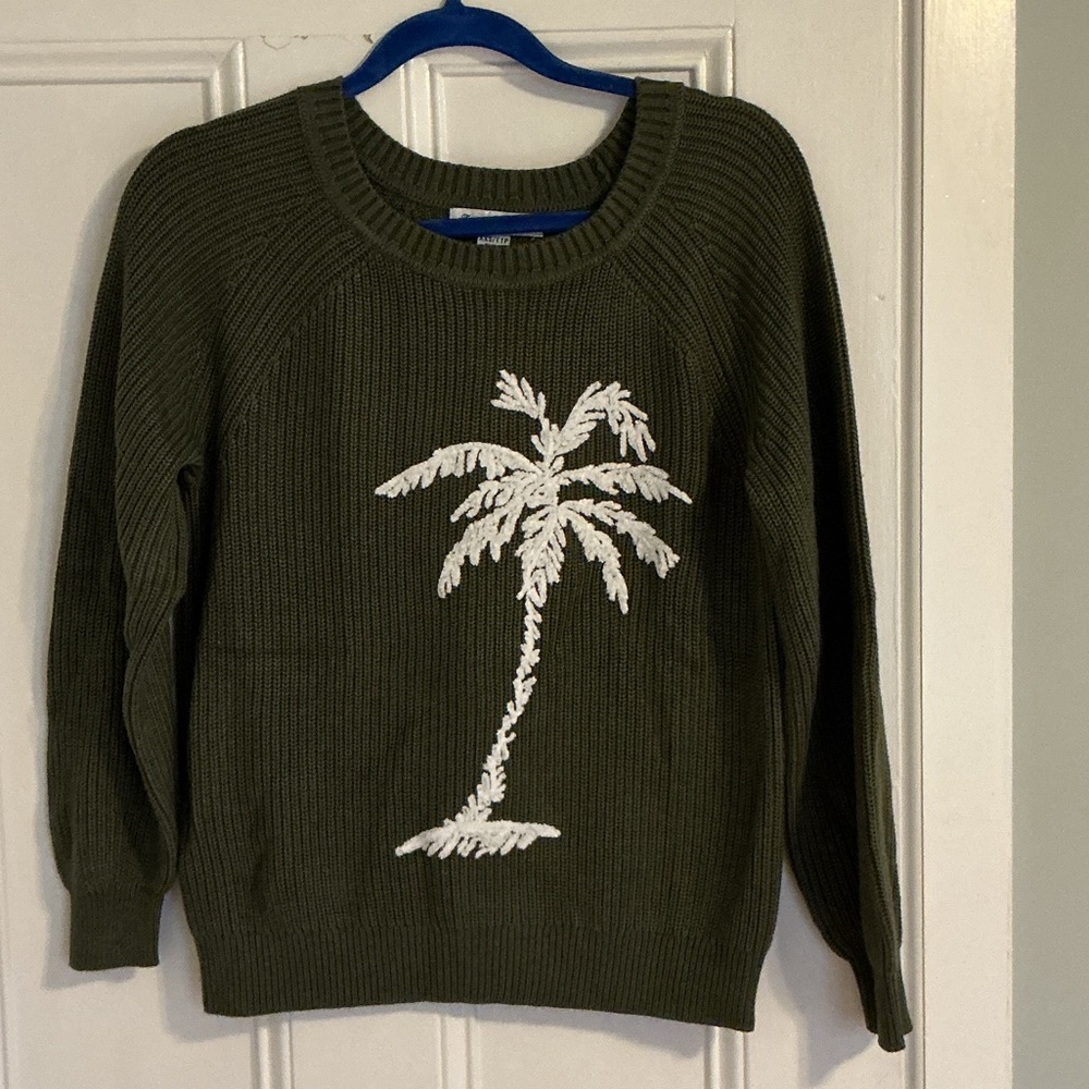 Tommy Bahama Dark Green Sweater with White Palm Design